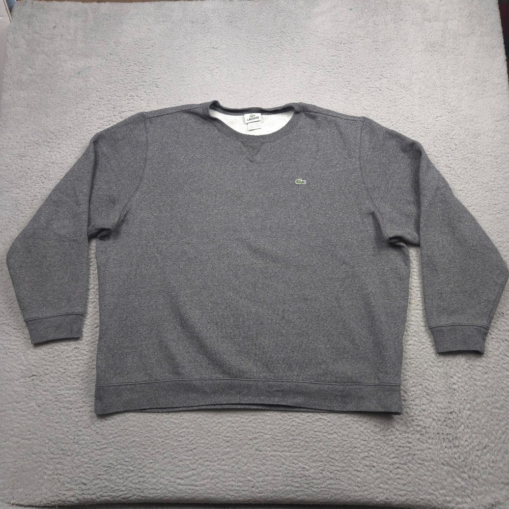 Lacoste SH2588 Crewneck Sweatshirt Men 4XL Size 9 Gray Cotton Blend Fleece
